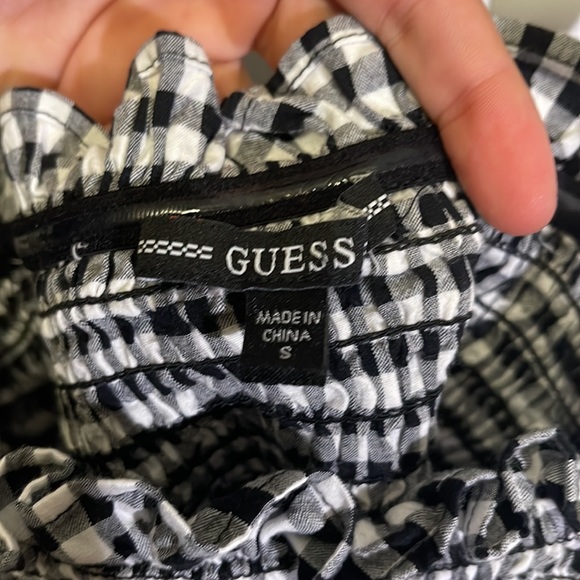 Guess Black and White Checkered Crop Top - Picture 2 of 3